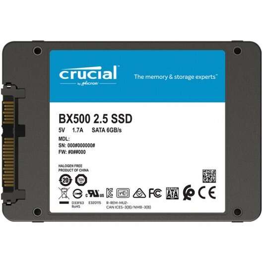Disco SSD Crucial BX500 - 240GB 2.5" 3D NAND SATA3