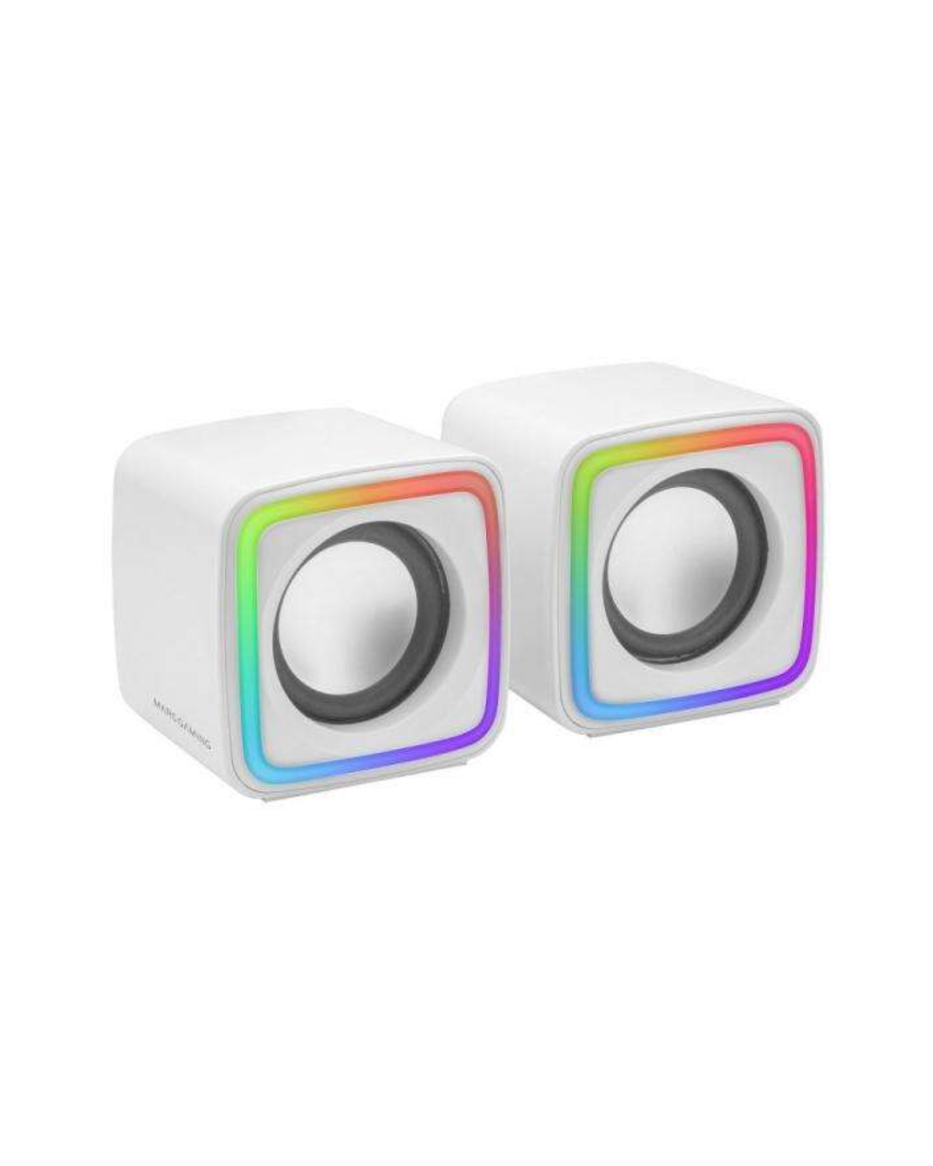 Mars Gaming MSCUBE — Colunas Gaming Compactas 8 W, RGB ACTIVE-FLOW, DSP Espacial, USB + Jack 3,5 mm (Branco)