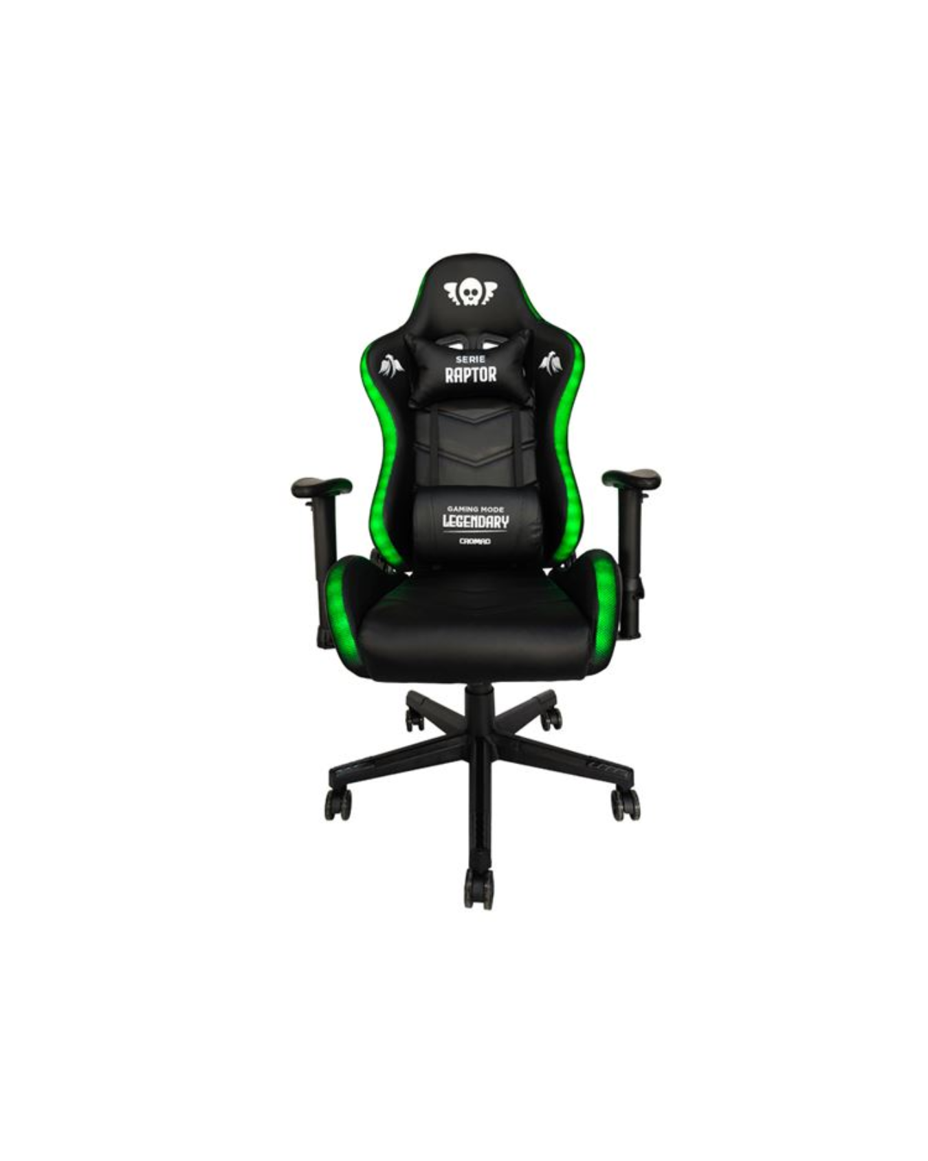 Cromad RGB Série Raptor Legendary – Cadeira Gaming Reclinável 180º com Iluminação RGB e Apoios Lombar e Cervical