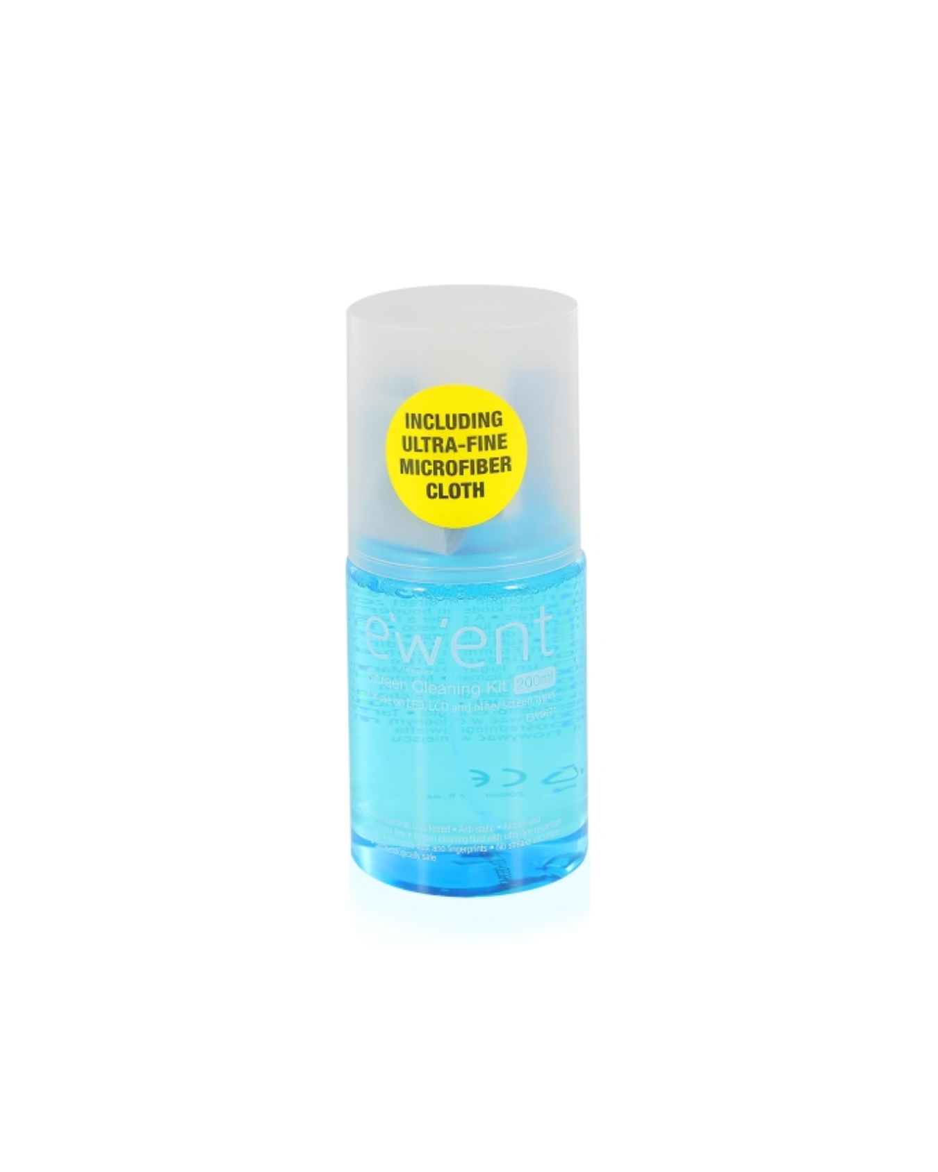 Ewent EW5671 Kit de Limpeza para Ecrãs – Spray Antibacteriano (SGS) + Pano Microfibra Ultrafino, Sem Álcool/Amónia