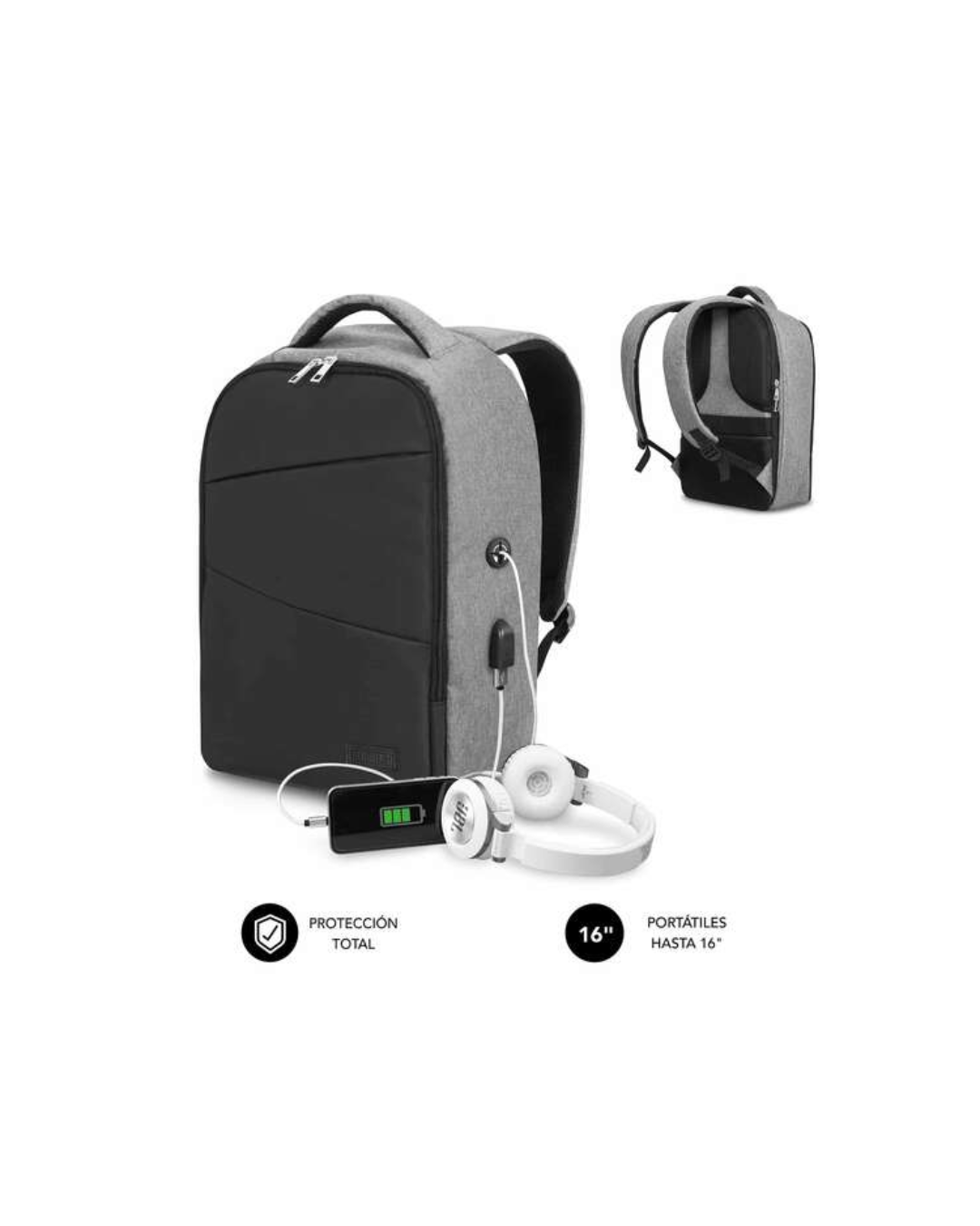 Mochila Antirroubo Portátil 15.6" com AIR PADDING e Porta USB – Cinzento