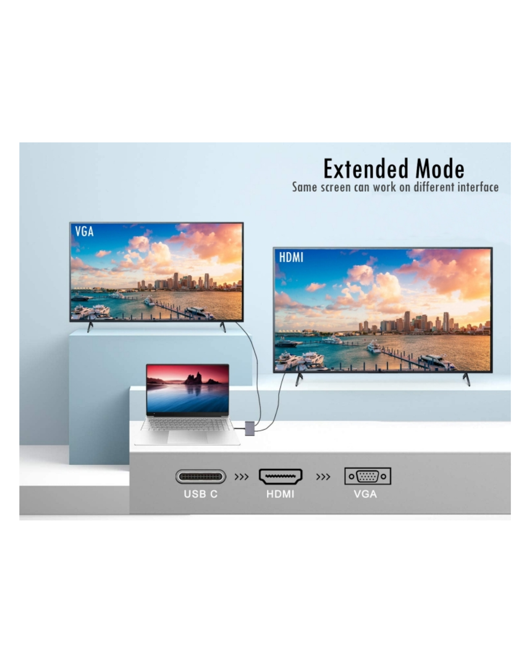 Ewent EW9700 Dock USB-C 4 em 1 – HDMI, VGA, USB 3.2, PD 60W