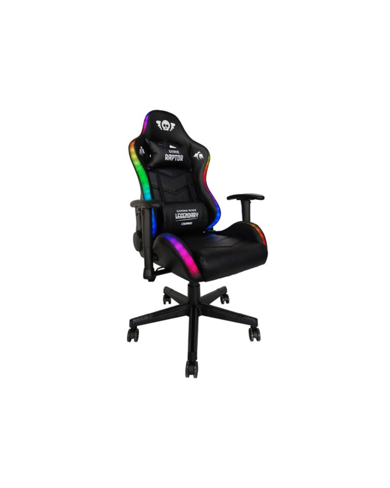 Cromad RGB Série Raptor Legendary – Cadeira Gaming Reclinável 180º com Iluminação RGB e Apoios Lombar e Cervical