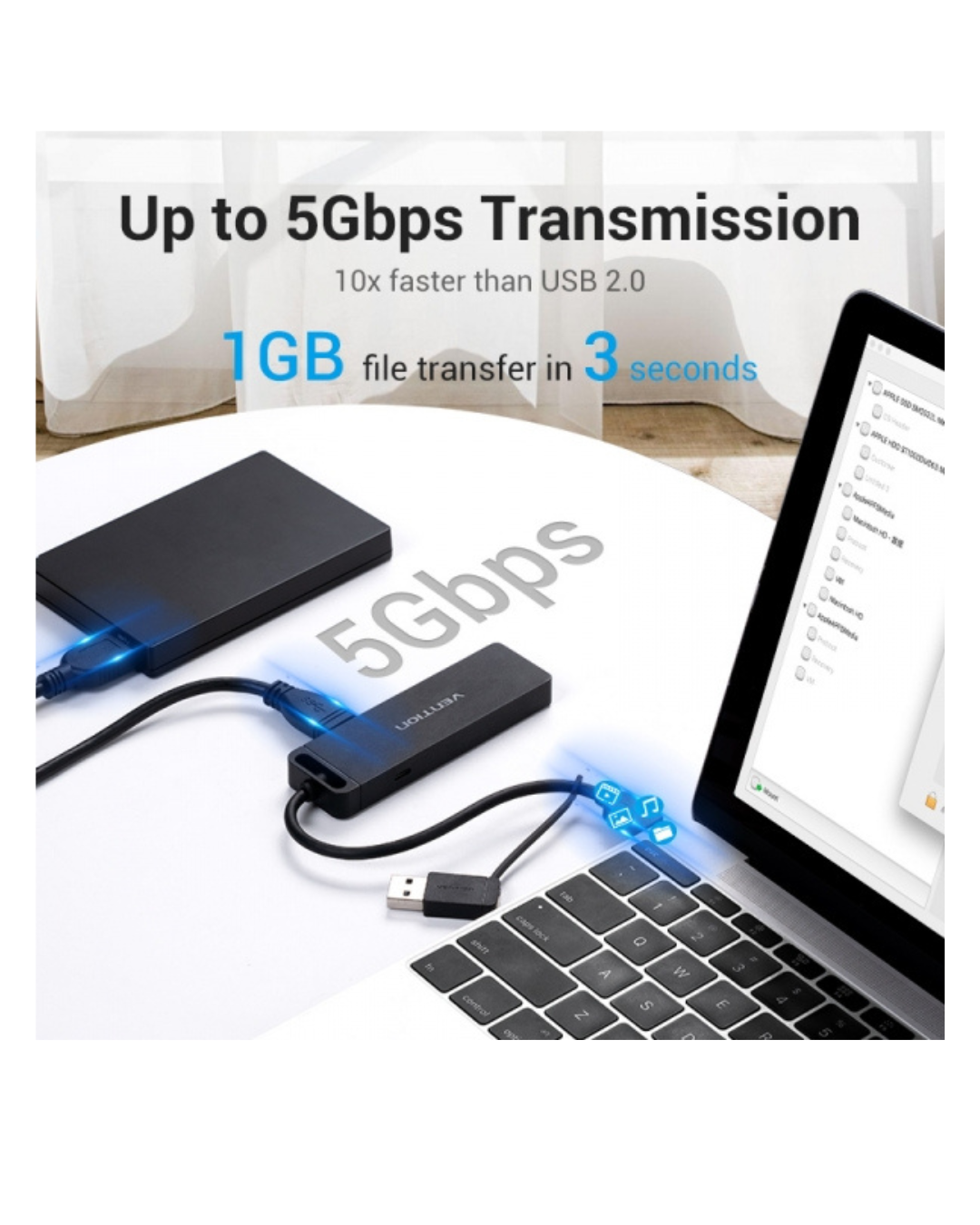 Vention Hub 6 em 1 USB 3.0 – 3xUSB, SD, TF, Micro-B, 15cm