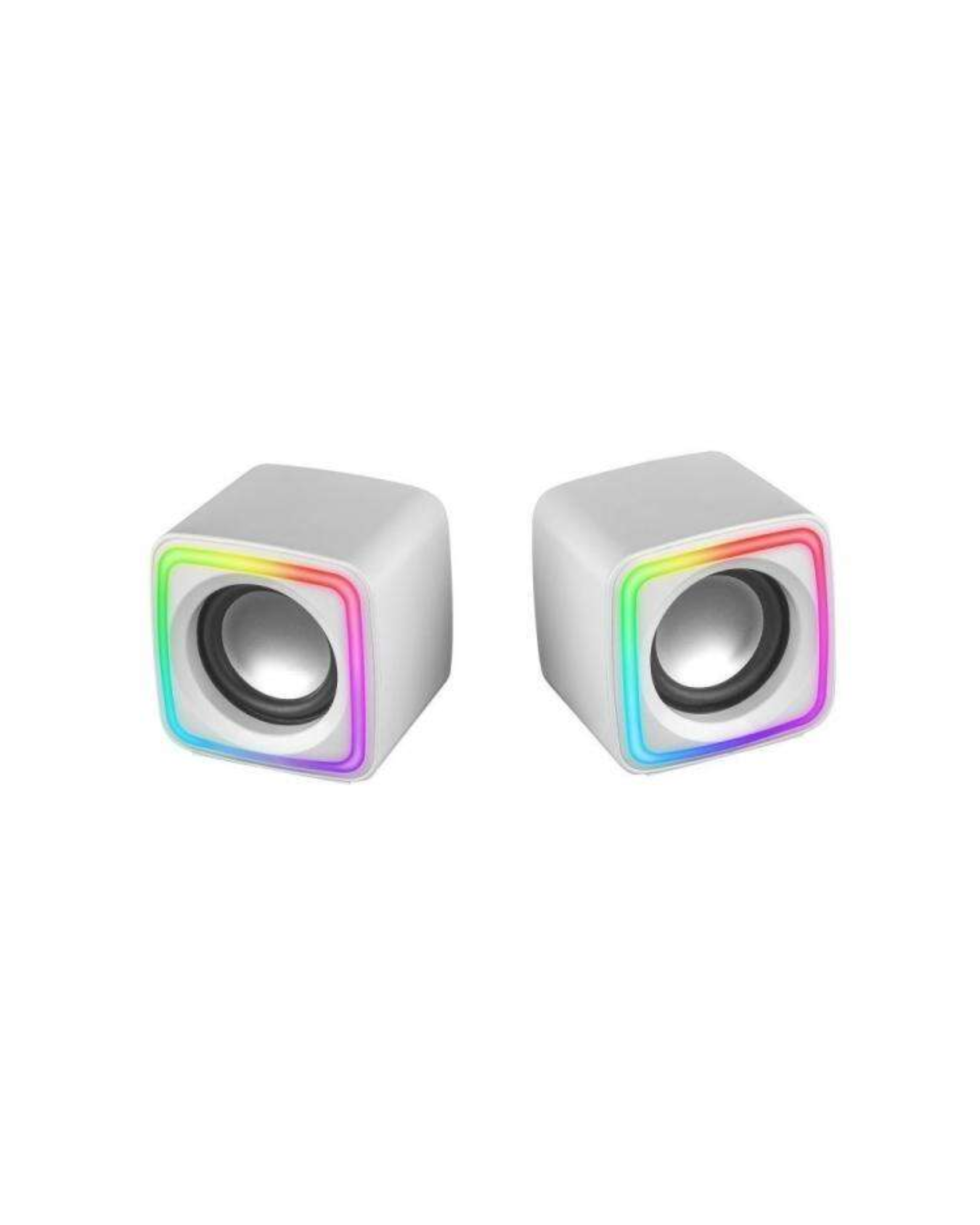 Mars Gaming MSCUBE — Colunas Gaming Compactas 8 W, RGB ACTIVE-FLOW, DSP Espacial, USB + Jack 3,5 mm (Branco)