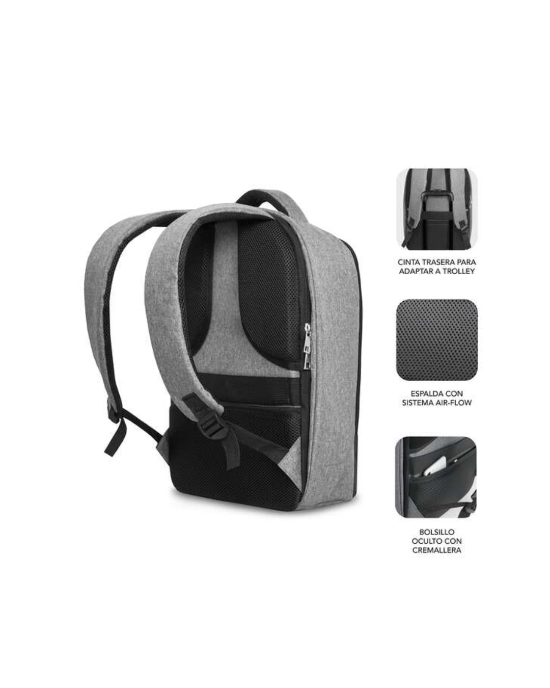 Mochila Antirroubo Portátil 15.6" com AIR PADDING e Porta USB – Cinzento