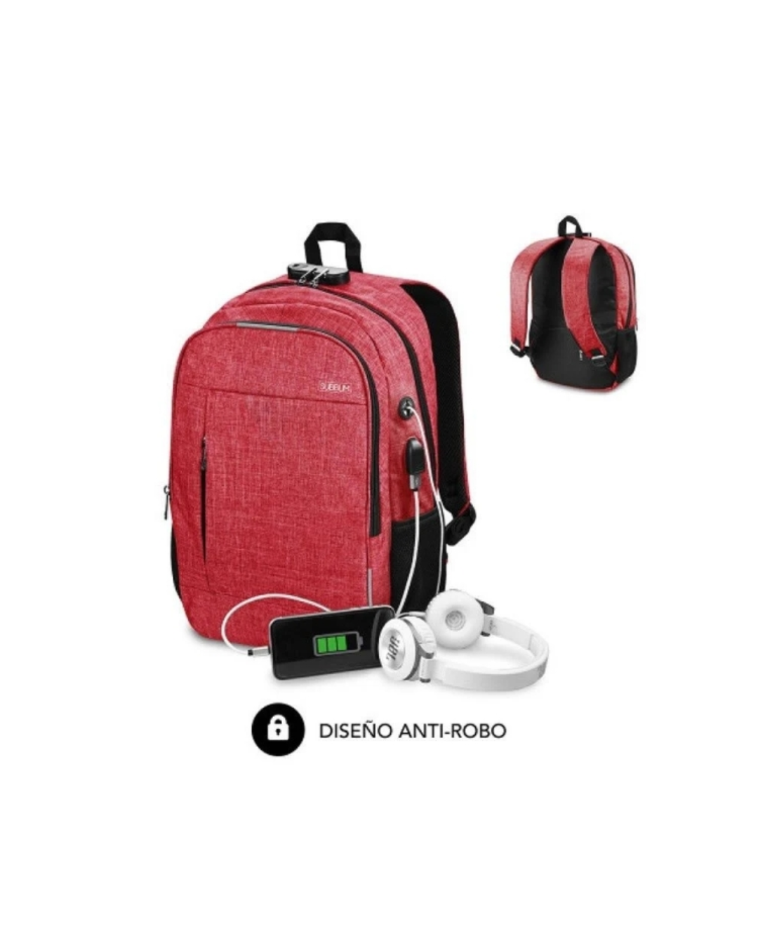 Mochila Urban Lock System Antirroubo com USB e Saída de Áudio