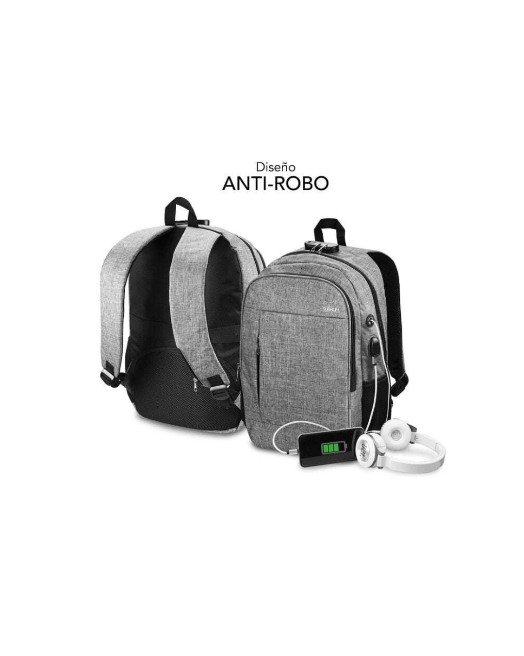 Mochila Urban Lock System Antirroubo 16" com USB e Saída de Áudio