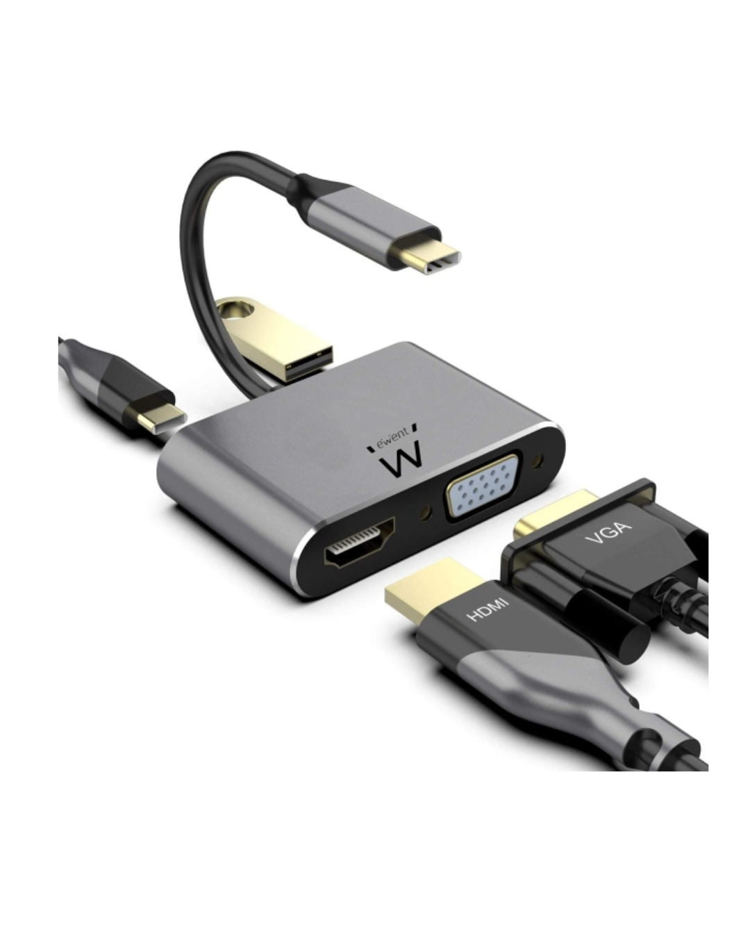 Ewent EW9700 Dock USB-C 4 em 1 – HDMI, VGA, USB 3.2, PD 60W