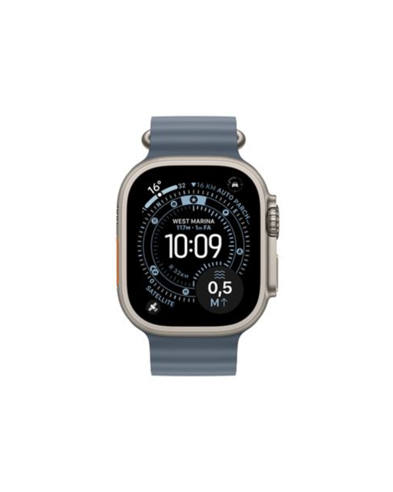 Apple Watch Ultra 3 (2025) 5G 49mm Natural Titanium Case with Ocean Band - Anchor Blue