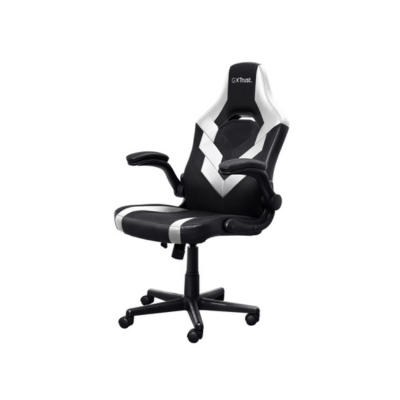 Trust GXT 703W Riye – Cadeira Gaming Profissional Preto/Branco com Pistão Classe 4 e Base Metálica