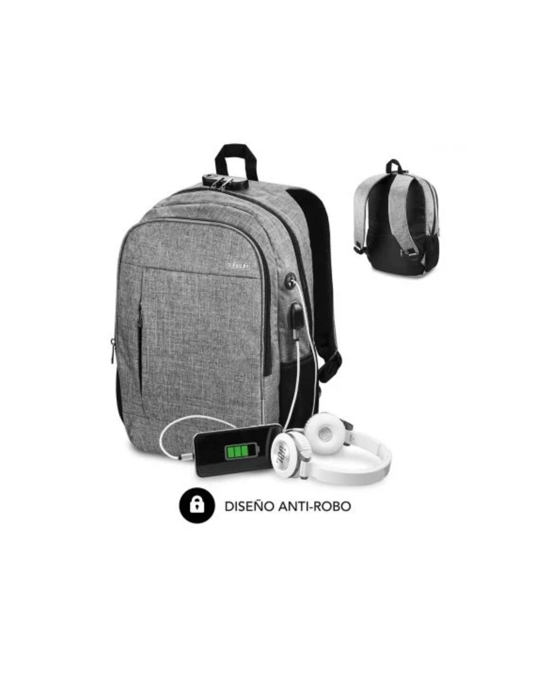 Mochila Urban Lock System Antirroubo 16" com USB e Saída de Áudio