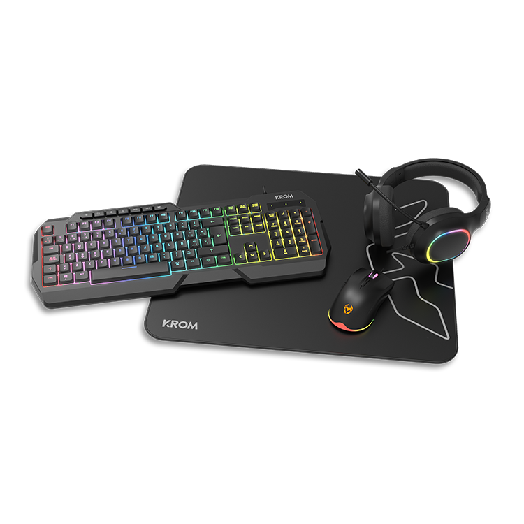 Pack Gaming Krom Kenta/ Teclado RGB + Rato + Tapete de Rato + Auriculares