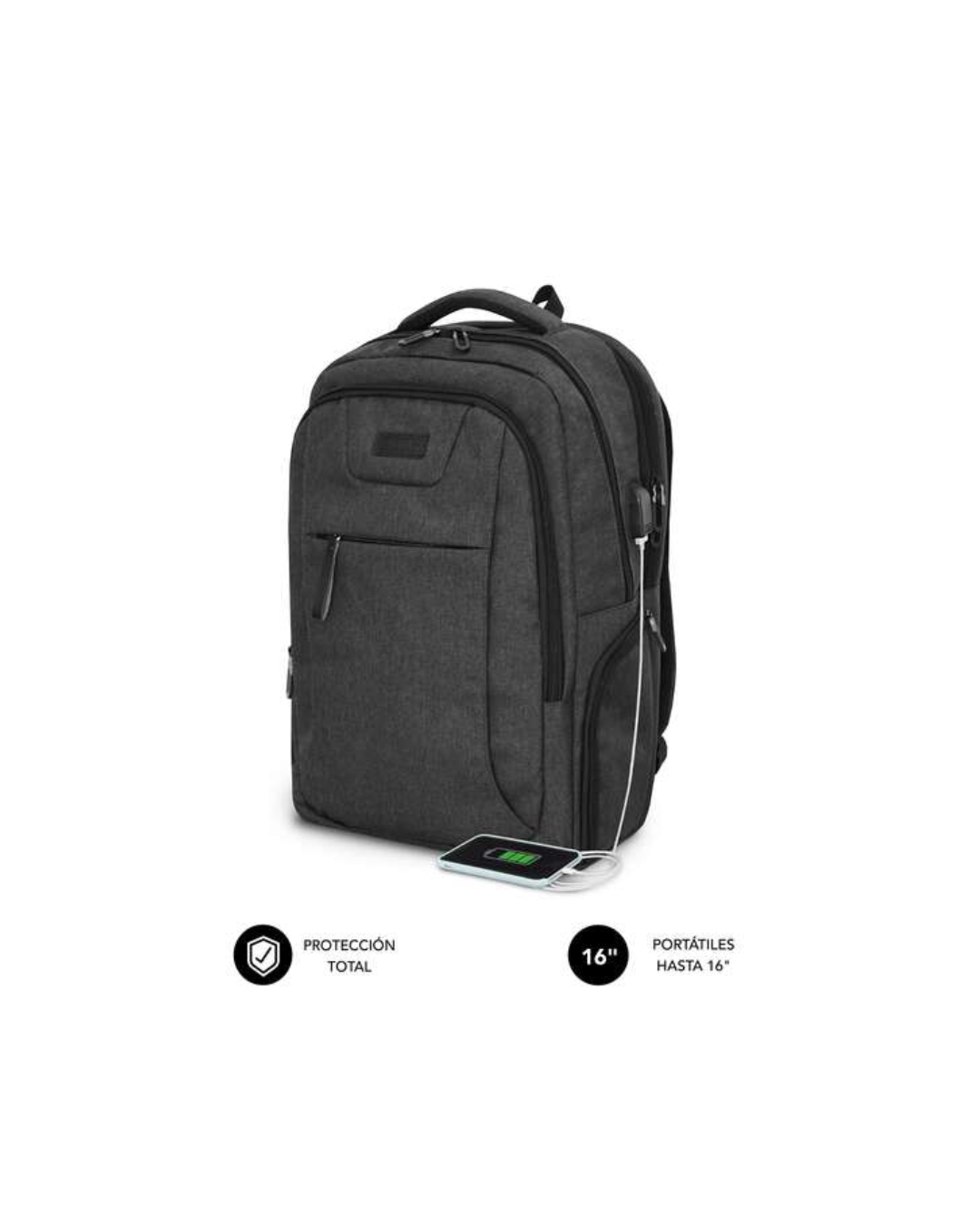 Mochila Subblim Air Padding 16" Impermeável com USB – Cinza