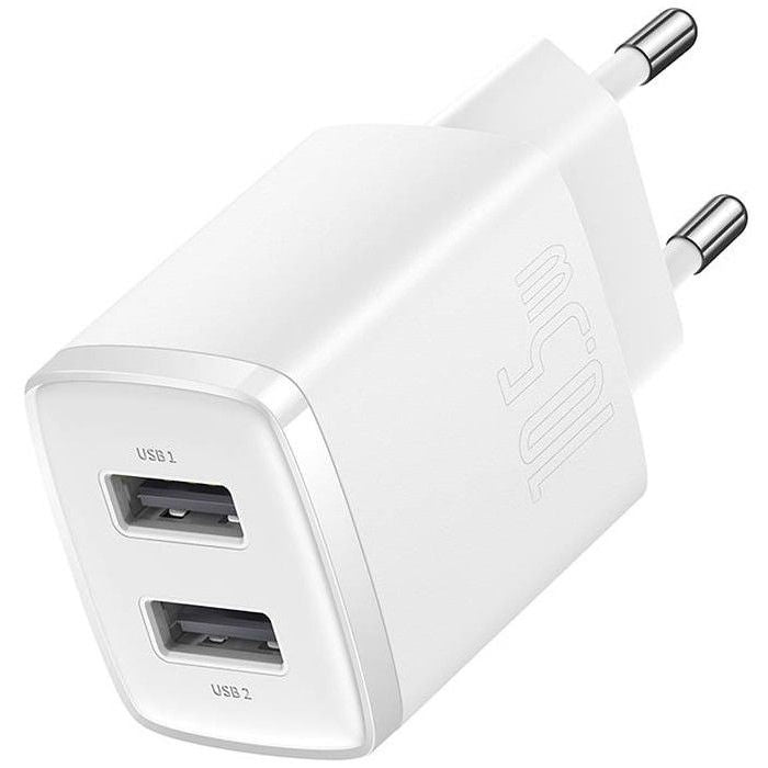 Baseus Carregador Compacto 2U 10,5W EU Branco
