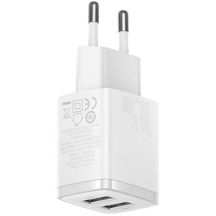 Baseus Carregador Compacto 2U 10,5W EU Branco