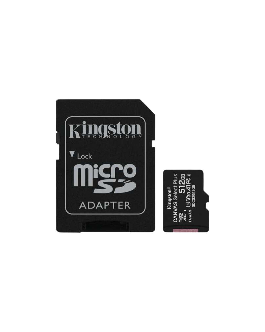 Cartões de memória Kingston Micro SDXC - 512GB Classe 10 100MB/s Canvas Select Plus + Adaptador SD