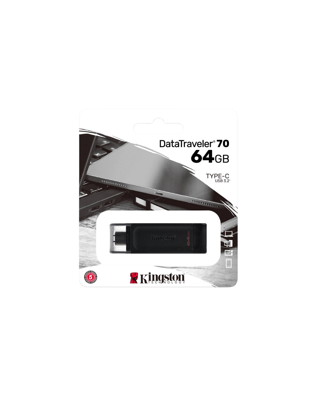 Pen drive Kingston DataTraveler 70 - USB Tipo C - 64GB - USB-C 3.2 Gen 1