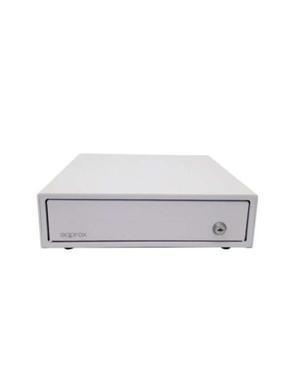 Approx APPCASH33 — Gaveta Porta-Moedas Compacta (RJ11), 12 V, Abertura Automática/Manual, Chave 3 Posições, 4 Notas + 4 Moedas (335×360×100 mm)