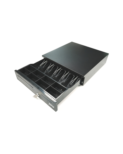 AVPos Cash-U280 — Gaveta Porta-Moedas RJ11, 12 V, Abertura por Chave/Impressora, 5 Notas + 8 Moedas (405×420×100 mm)