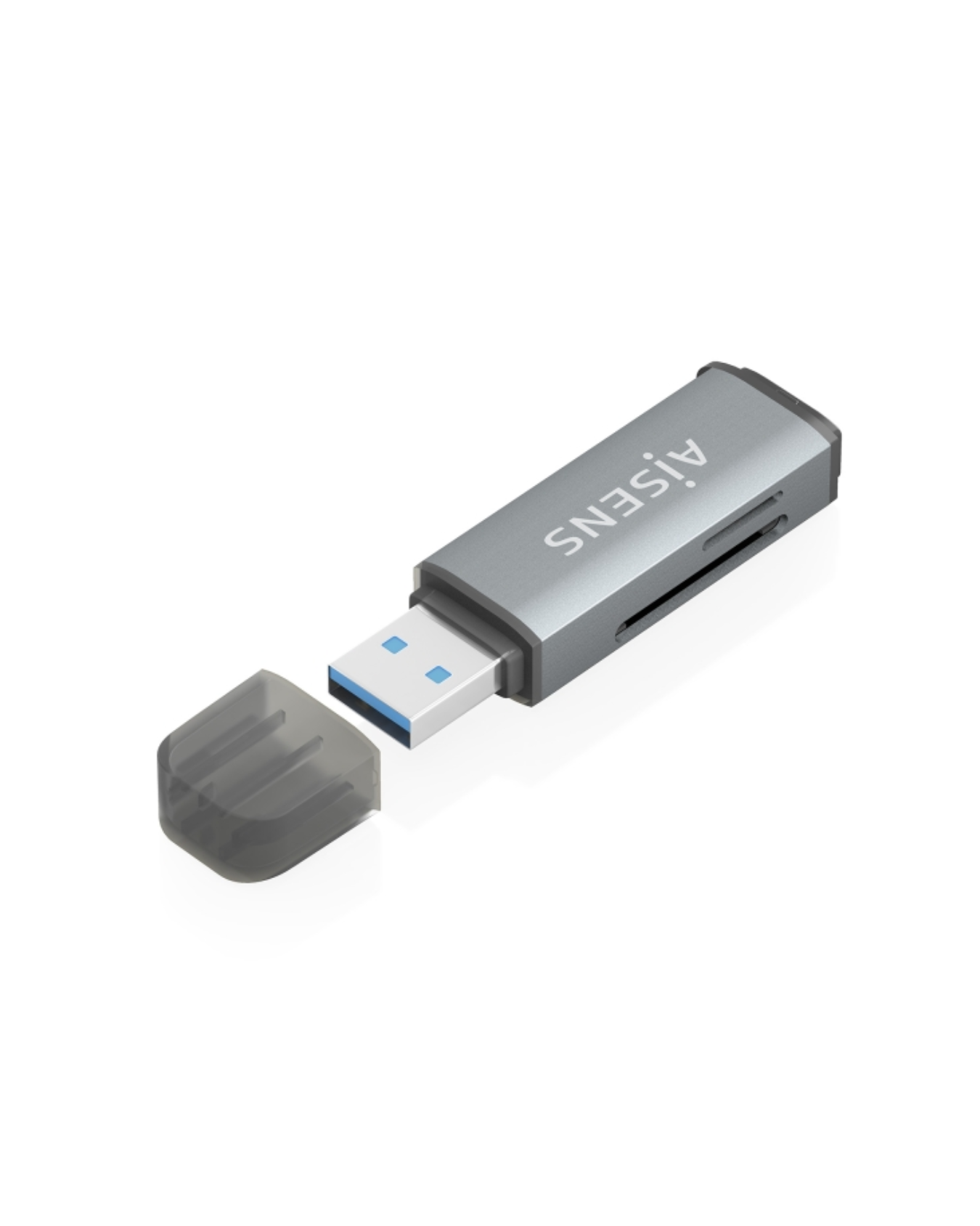 Leitor de Cartões Aisens USB-A 3.1 Gen1 – Compatível com SD, MicroSD e MMC – Cinzento