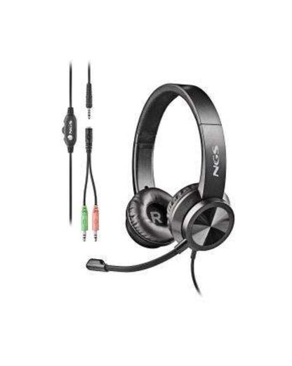 NGS MSX 11 Pro — Auriculares com Microfone Flexível, Jack 3,5 mm + Adaptador Duplo, Controlo de Volume