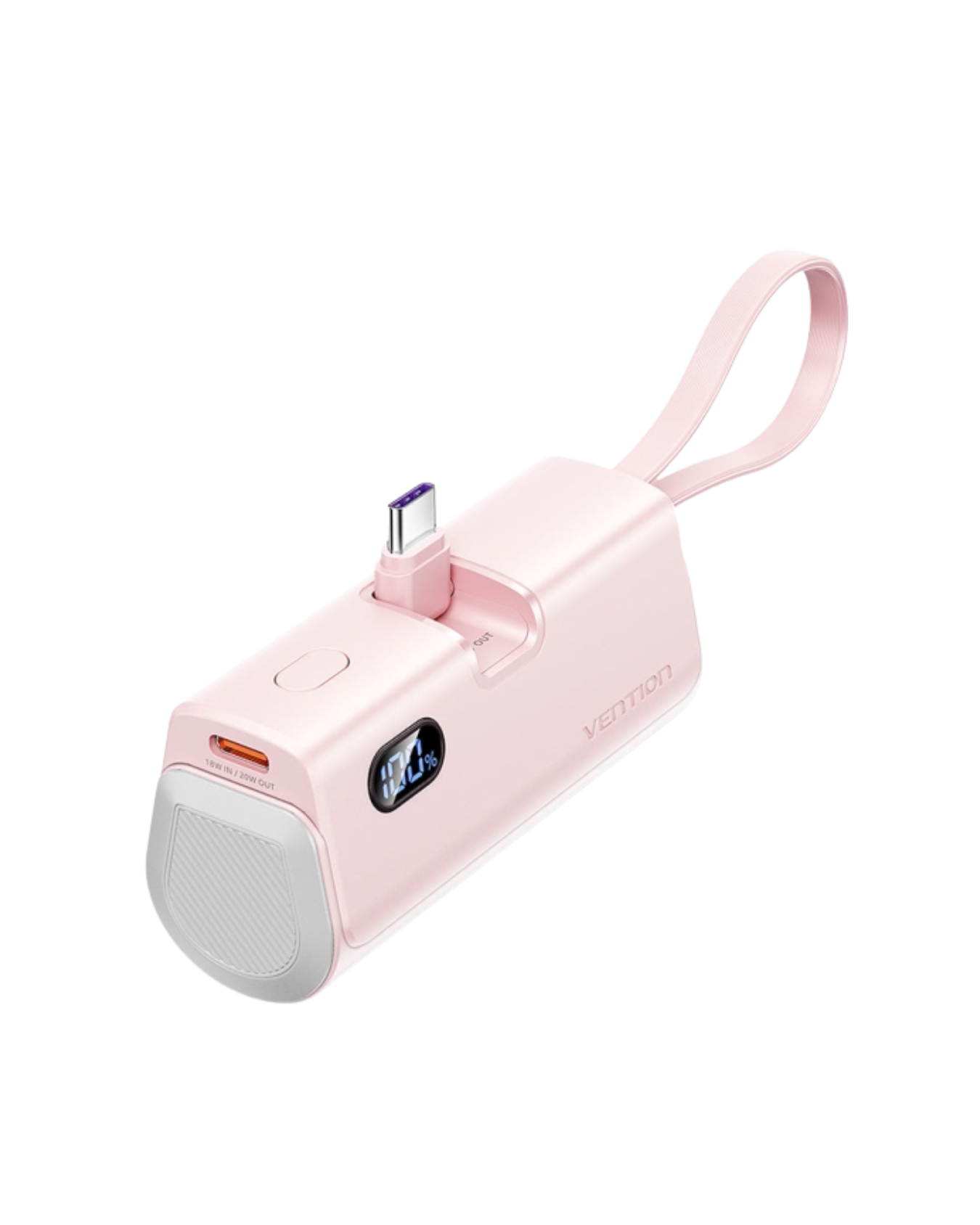 Vention PowerBank 4.800 mAh — Carga Rápida 22,5 W, USB-C (in/out), Cabo USB-C Integrado + Cabo Lightning, Conetor Rebatível