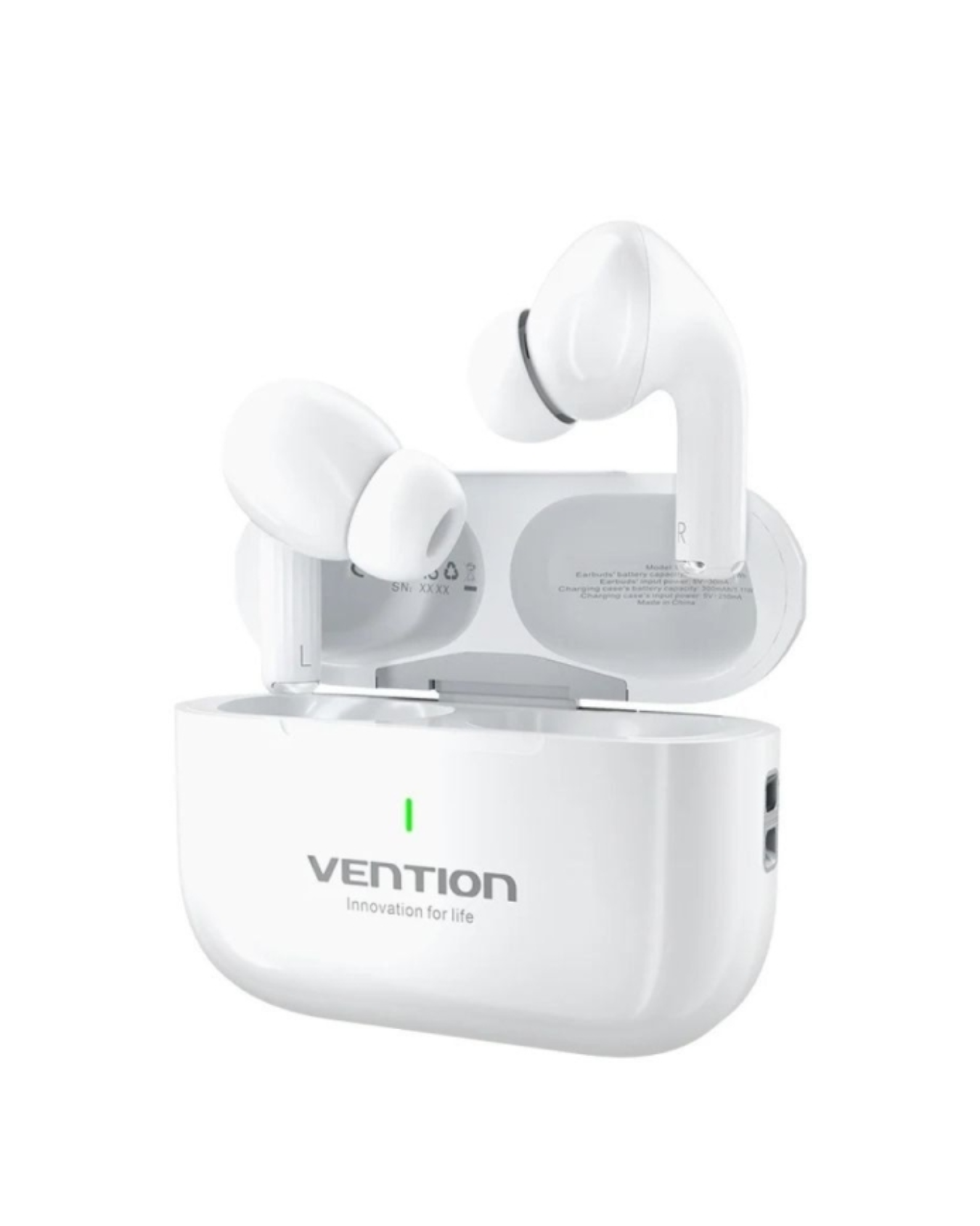 Vention ECHO LITE E11 — Auriculares True Wireless Bluetooth 5.4 (SBC/AAC), 6h + Estojo 30h, USB-C, IPX4 (Branco)