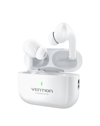 Vention ECHO LITE E11 — Auriculares True Wireless Bluetooth 5.4 (SBC/AAC), 6h + Estojo 30h, USB-C, IPX4 (Branco)
