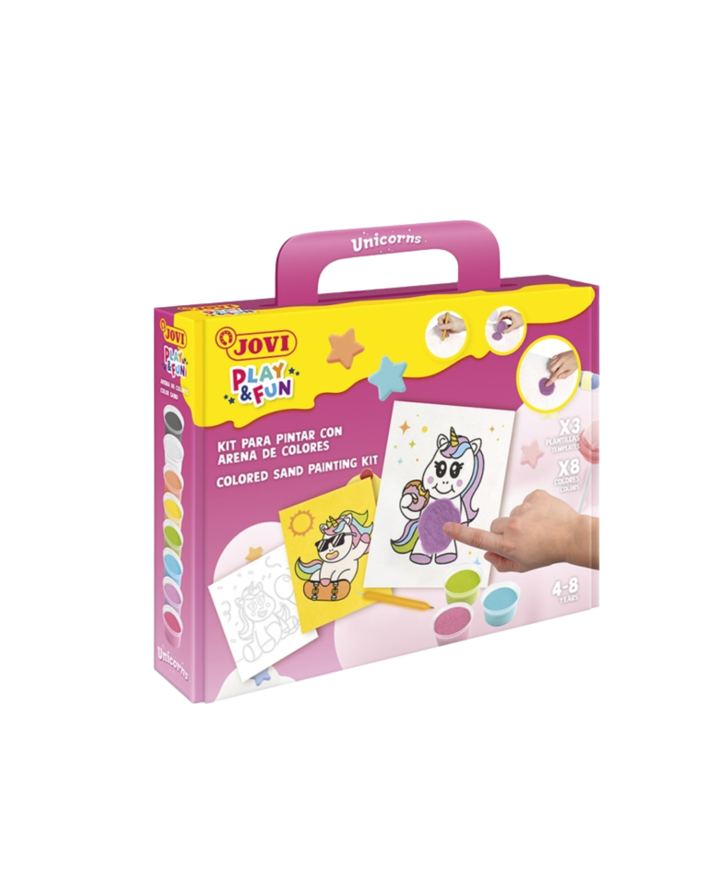 Jovi Play & Fun Kit Pinta com Areia Unicórnios – 8 Cores + Punção + 3 Lâminas