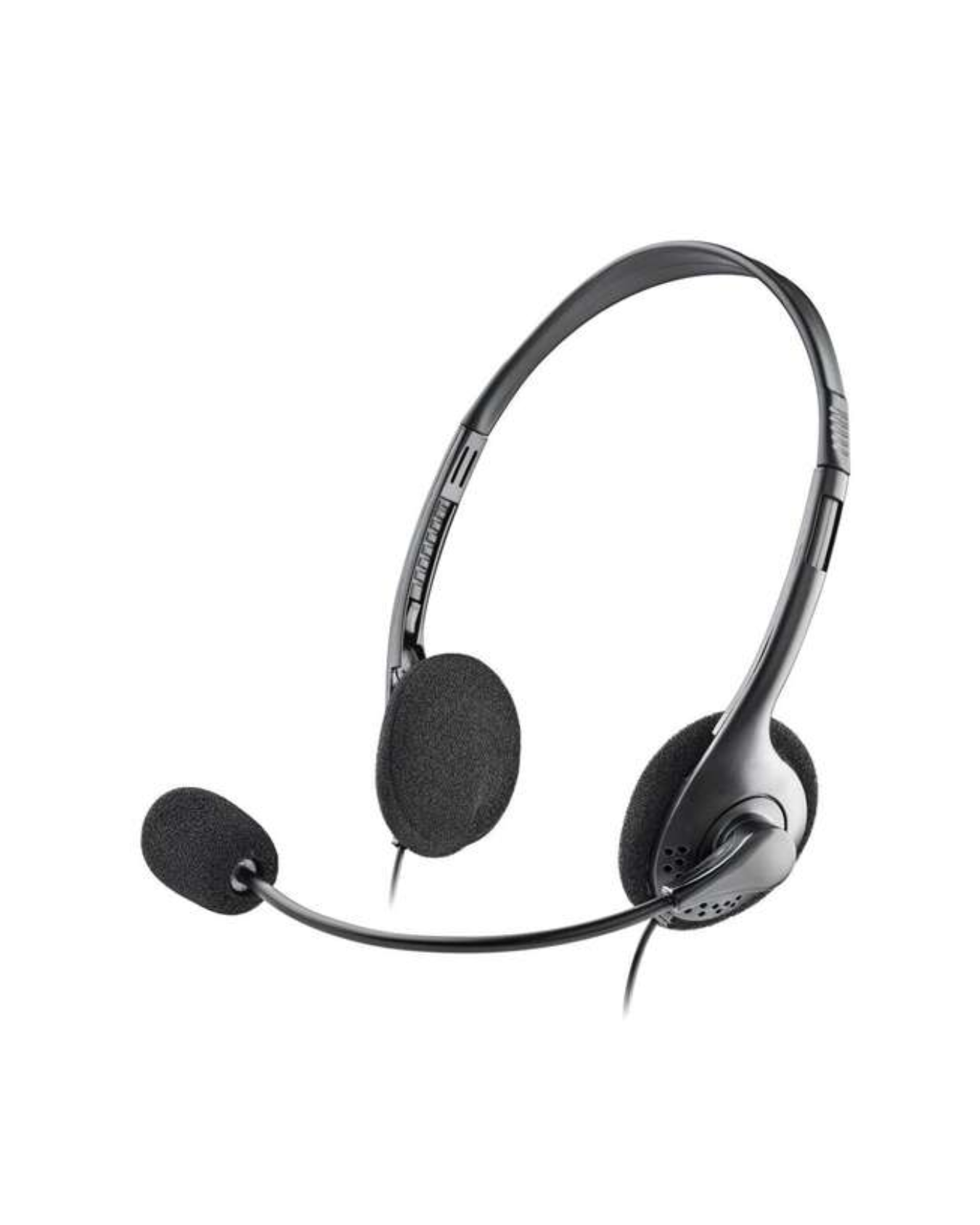 Auriculares Leves com Fio p/ Portátil – Microfone Ajustável, Controlo de Volume, Jack 3,5 mm + Adaptador Duplo