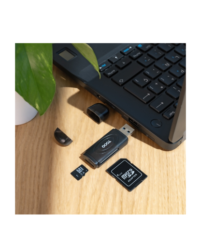 Leitor de Cartões Tooq USB-A 3.0 – Compatível com SD, MicroSD e TF – Preto