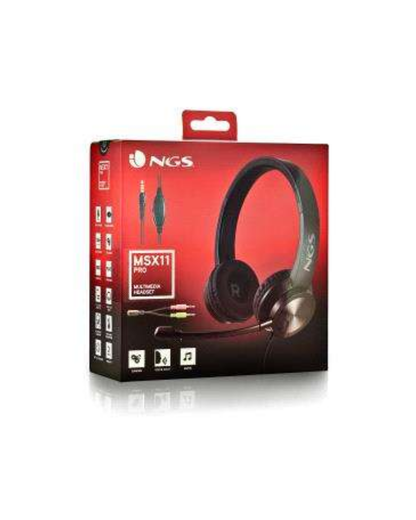 NGS MSX 11 Pro — Auriculares com Microfone Flexível, Jack 3,5 mm + Adaptador Duplo, Controlo de Volume