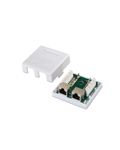 AISENS Roseta de Superfície RJ45 Cat.6 FTP – 2 Tomadas (Branco)