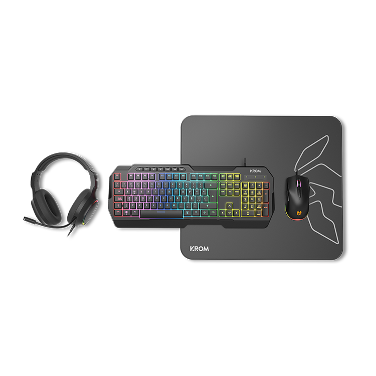 Pack Gaming Krom Kenta/ Teclado RGB + Rato + Tapete de Rato + Auriculares