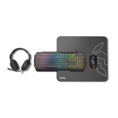 Pack Gaming Krom Kenta/ Teclado RGB + Rato + Tapete de Rato + Auriculares