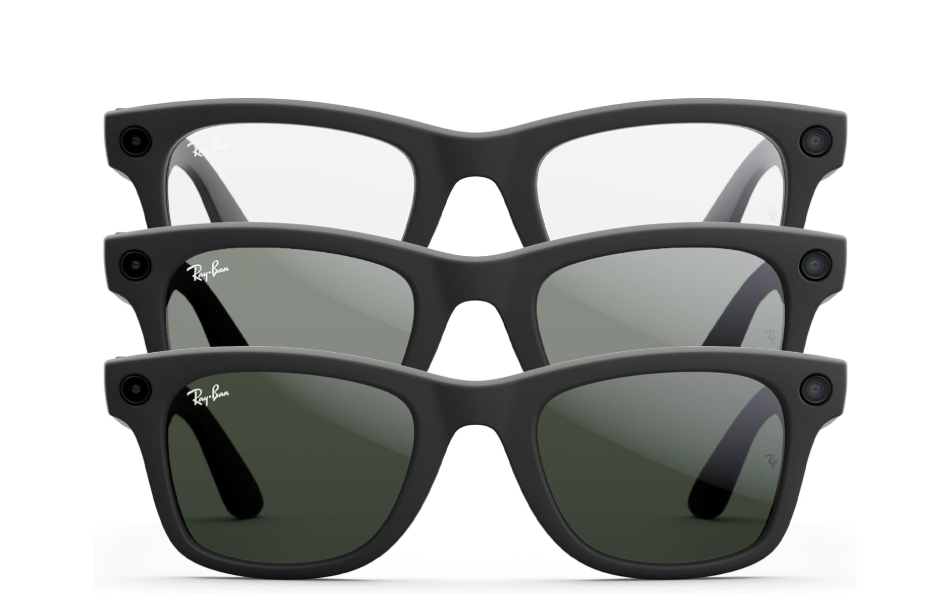 Ray-Ban Meta Wayfarer Gen1 AI Glasses - Matte Black/Clear to Graphite Green