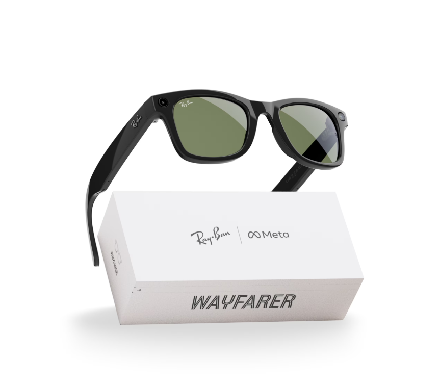 Ray-Ban Meta Wayfarer Gen1 AI Glasses - Shiny Black/ Green
