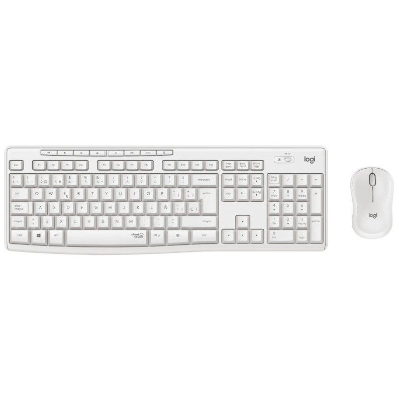 Teclado e Rato Wireless Logitech Silent Touch MK295 - Branco