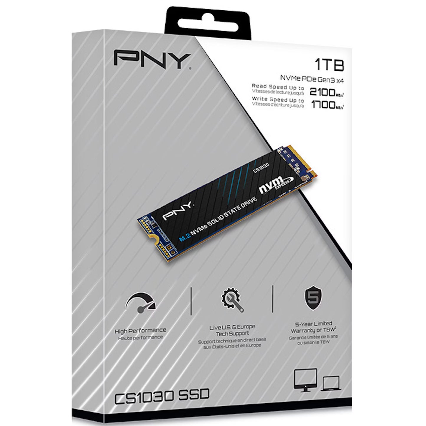 Disco SSD PNY CS1030 1TB M.2 NVMe (2100/1700MB/s)