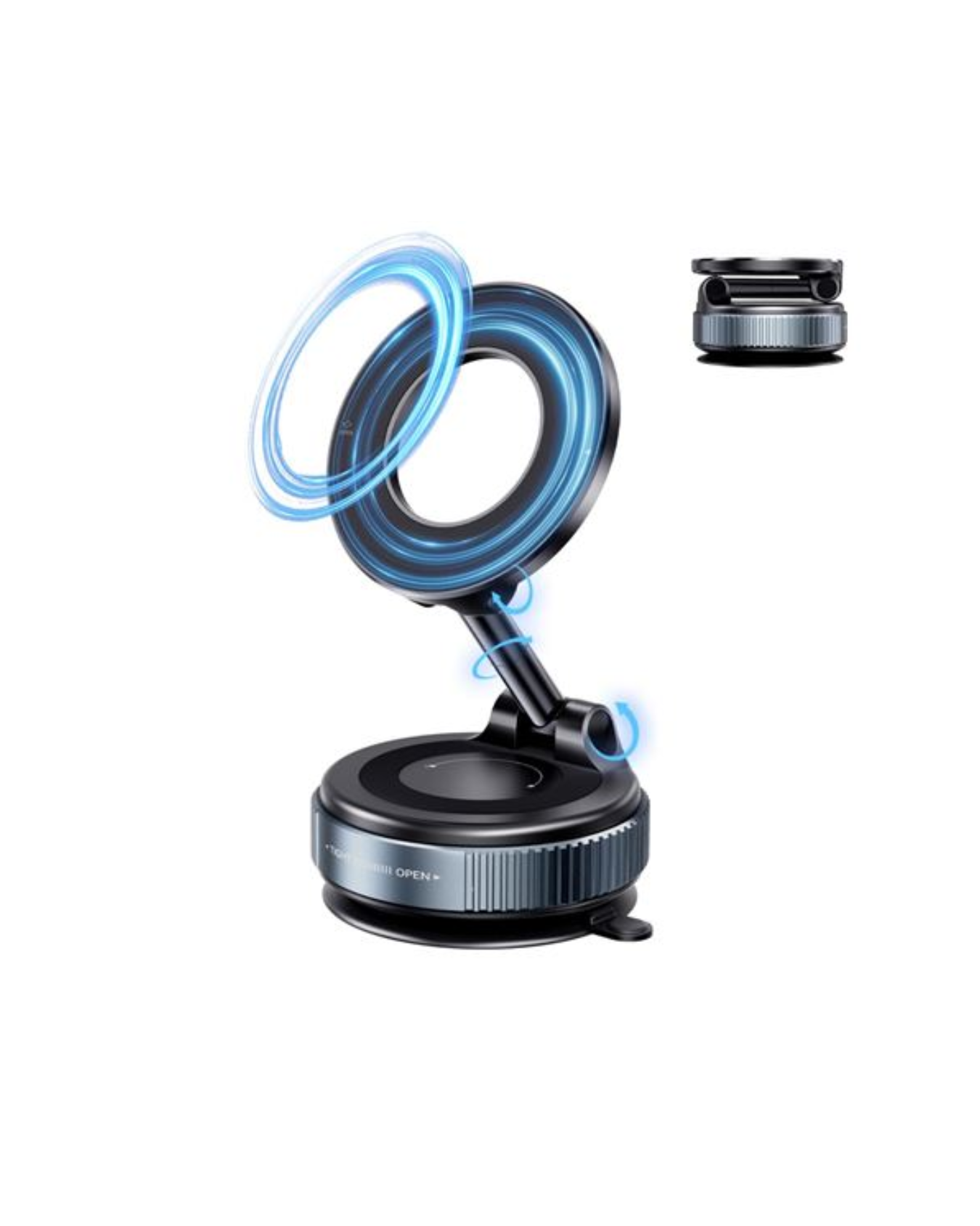 XO C169 — Suporte Magnético de Carro, Vácuo por Roda, Braço Extensível, 360°, Multissuperfície (Anel Metálico Incluído)