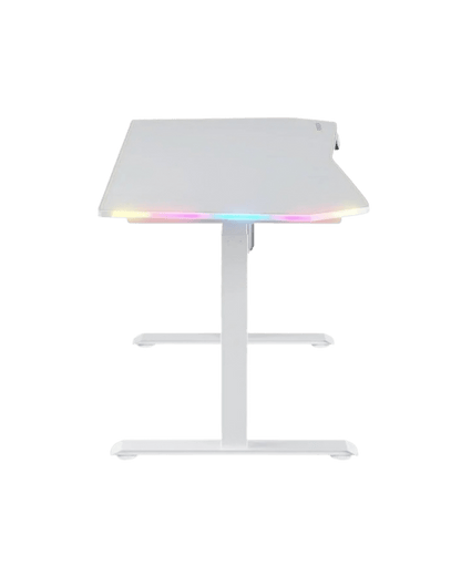 Mesa Gaming Forgeon Battleground White Elevável com Motor 140x70cm RGB Branca - Bee Store
